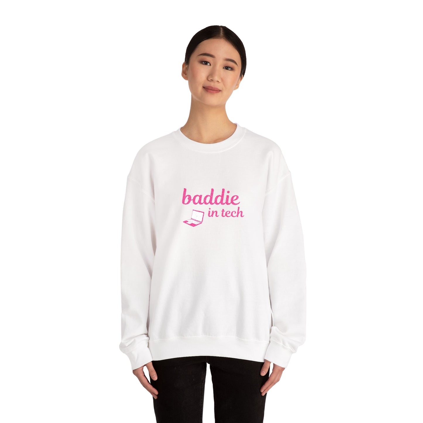 Baddie in Tech Crewneck Sweatshirt, Cozy Casual Hoodie, Techie Gift, Trendy Sweatshirt, Cute Apparel for Tech Lovers