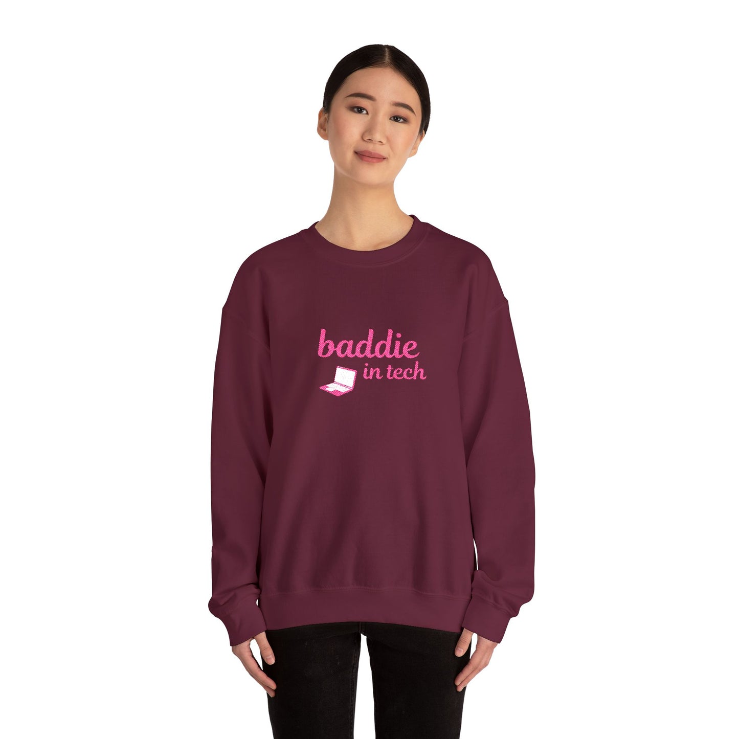 Baddie in Tech Crewneck Sweatshirt, Cozy Casual Hoodie, Techie Gift, Trendy Sweatshirt, Cute Apparel for Tech Lovers