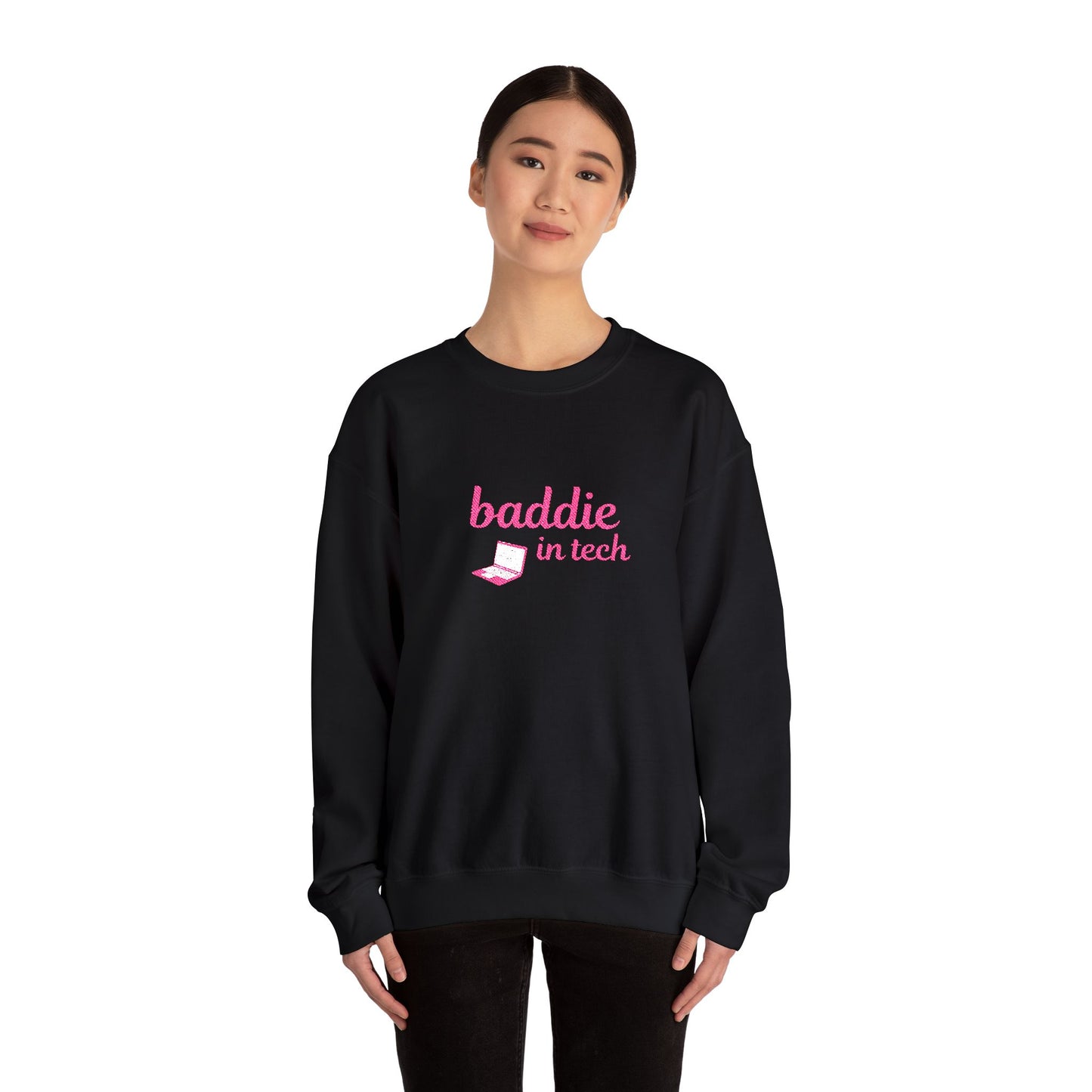 Baddie in Tech Crewneck Sweatshirt, Cozy Casual Hoodie, Techie Gift, Trendy Sweatshirt, Cute Apparel for Tech Lovers