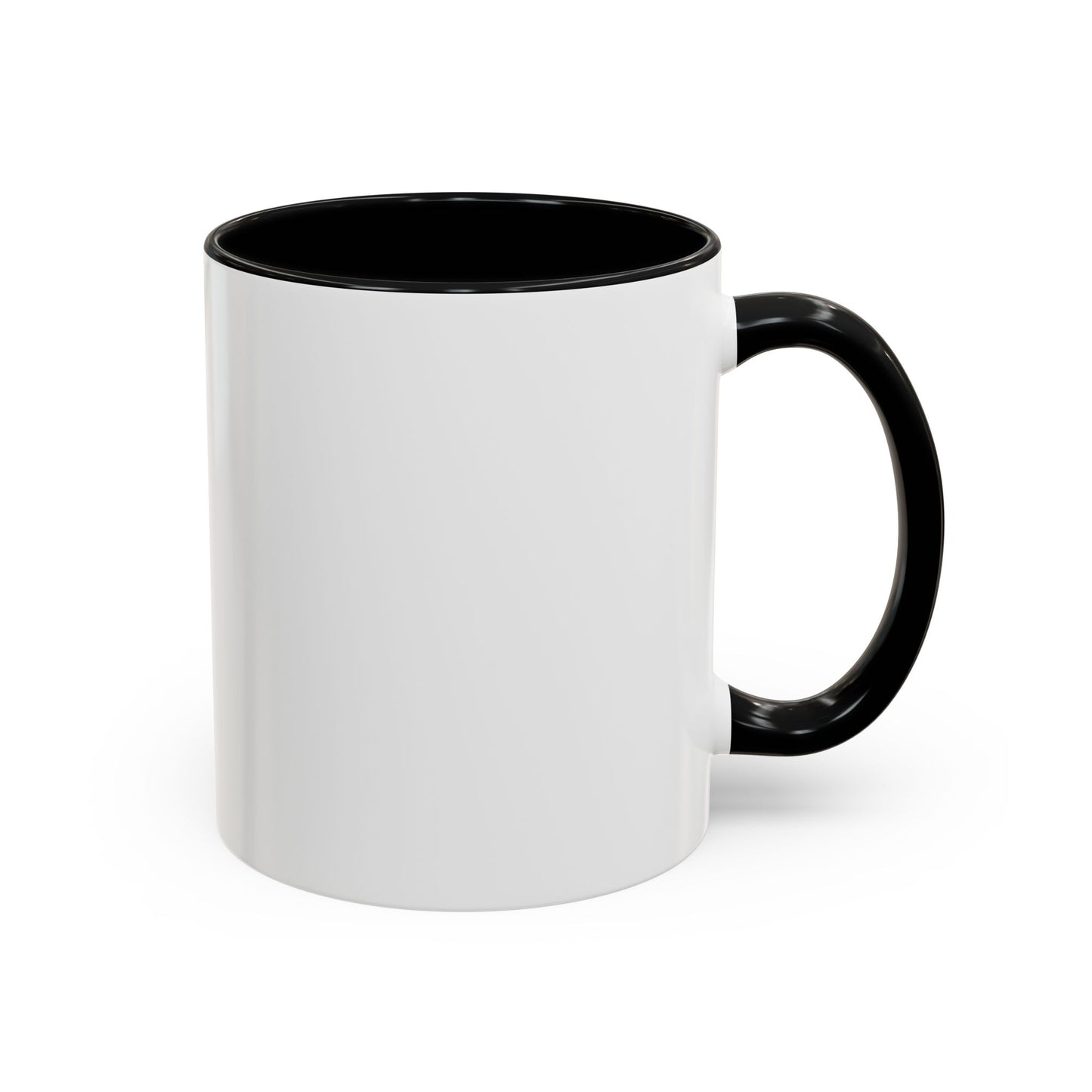 White mug with black interior and handle on a white background