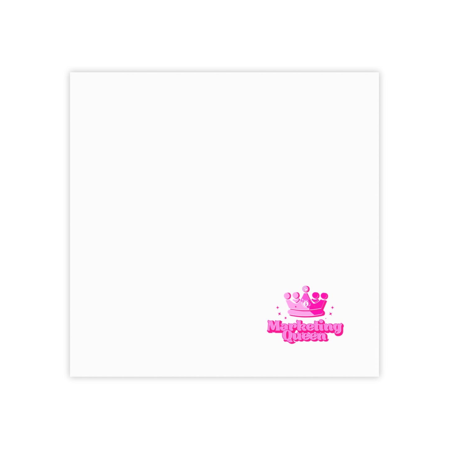 Marketing Queen Post-it Note Pad floating on white background, showing vibrant pink colors.