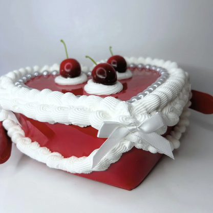 Heart-Shaped Vintage Cherry Cake Purse