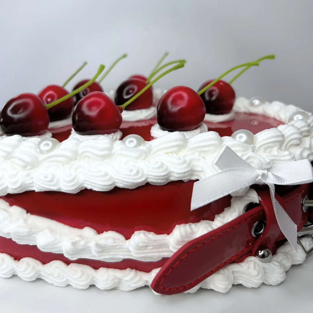 Heart-Shaped Vintage Cherry Cake Purse