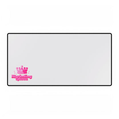 Marketing Queen Desk Mat on white background, top view – vibrant pink bold design, Marketing Girly Collection, smooth polyester surface, stylish workspace accessory.