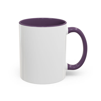 White mug with purple interior and handle on a white background