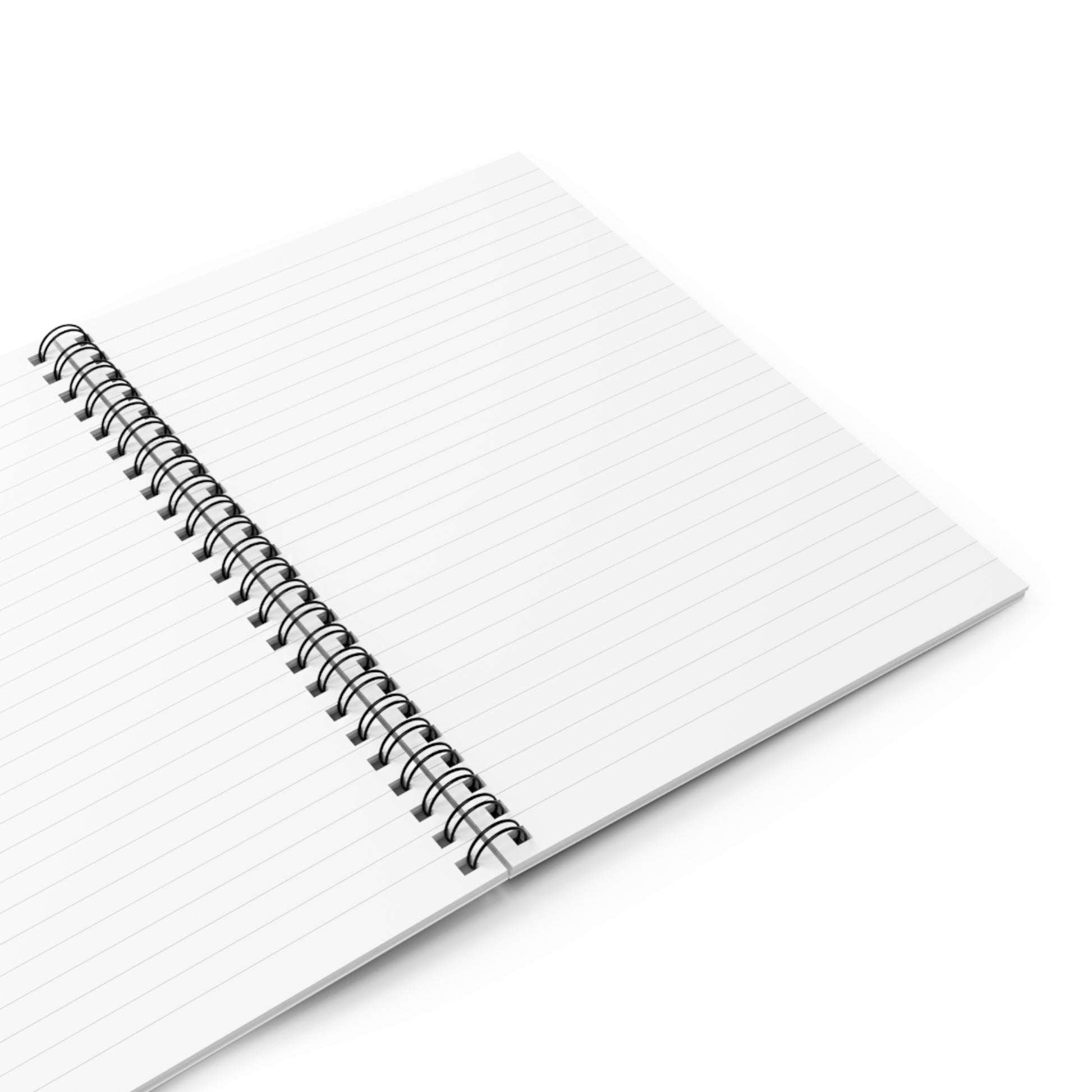 Open Marketing Queen Spiral Notebook on white background – ruled pages and metal spiral binding visible, compact size 6x8 inches, perfect for notes, doodles, and ideas.